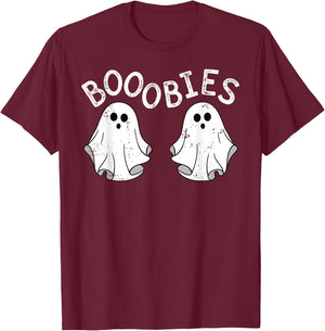 Boob Ghosts Booobie Halloween Bra Breast Funny Costume T-Shirt - T-Shirt | Maroon