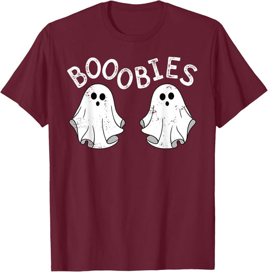 Boob Ghosts Booobie Halloween Bra Breast Funny Costume T-Shirt - T-Shirt | Maroon