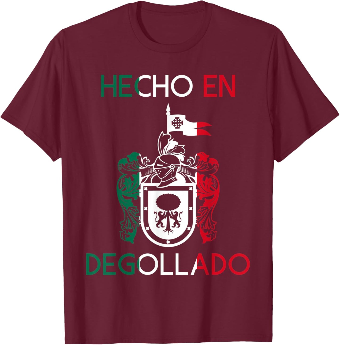 Hecho En Degollado Jalisco Estado Mexico Escudo Eagle Aguila T-Shirt - T-Shirt | Maroon
