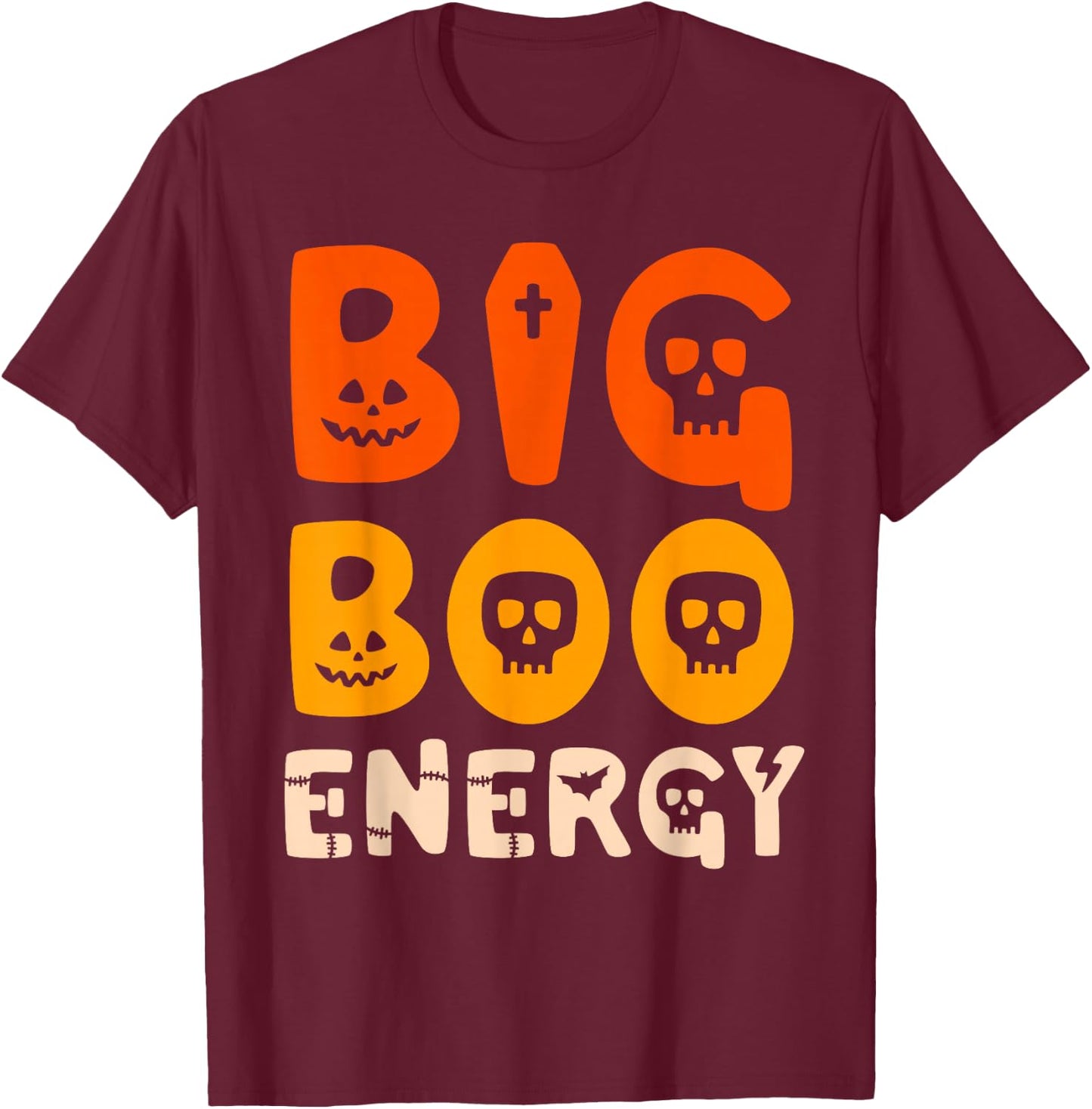 Big Boo Energy Halloween Ghost Shirt Funny Costume T-Shirt - T-Shirt | Maroon
