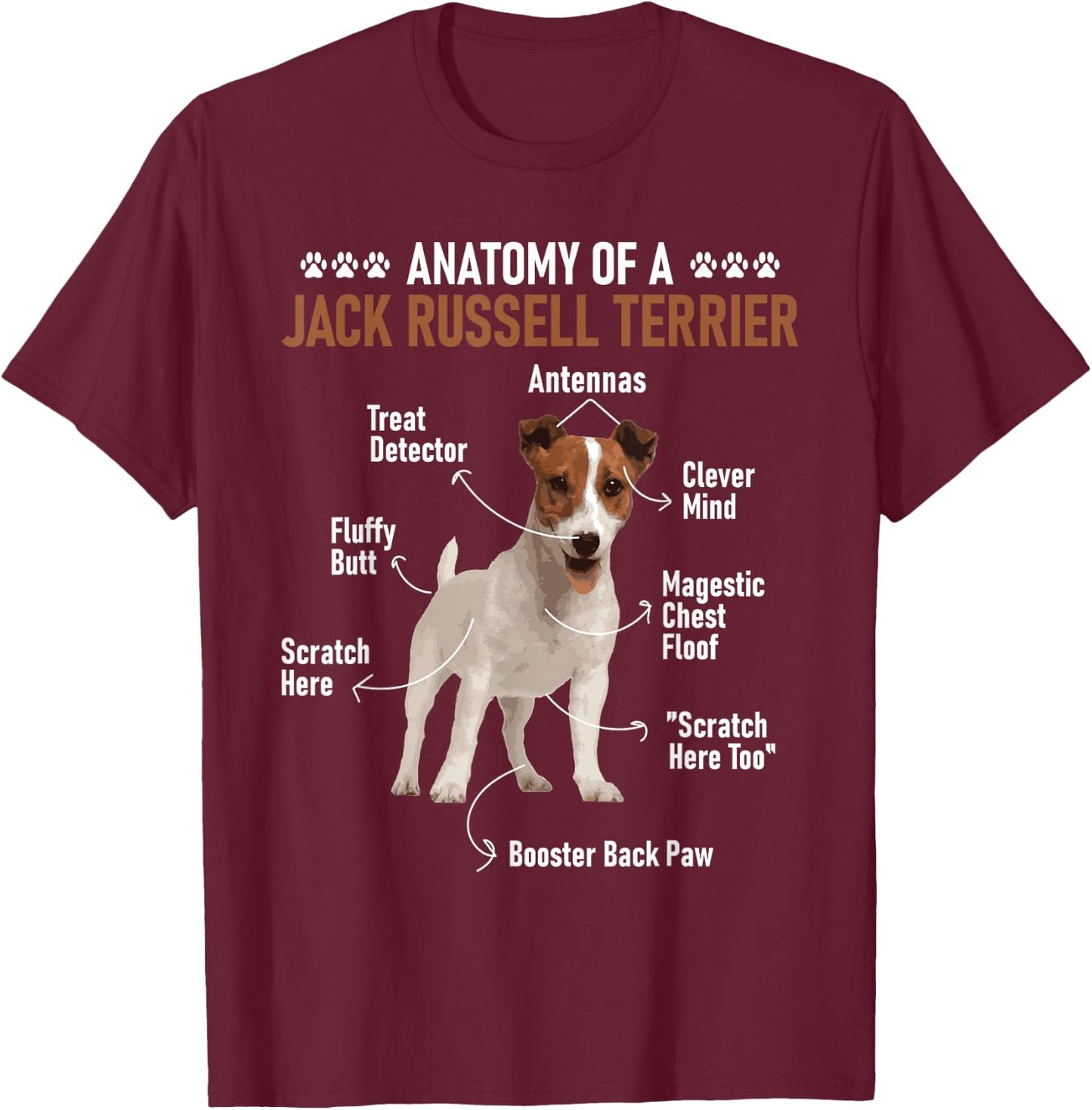 Anatomy Of A Jack Russell Terrier - Dog Owner Animal Lover Women Girls Kids T-Shirt - T-Shirt | Maroon