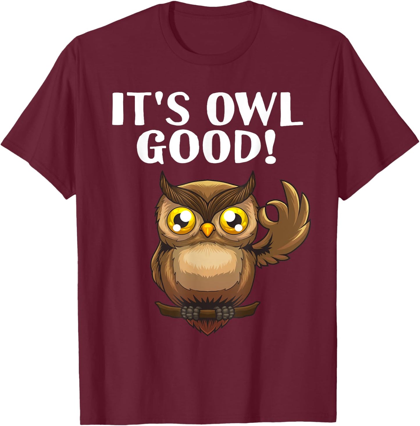 Cute Owl Design Women Nocturnal Bird Zoo Owl Lover T-Shirt - T-Shirt | Maroon