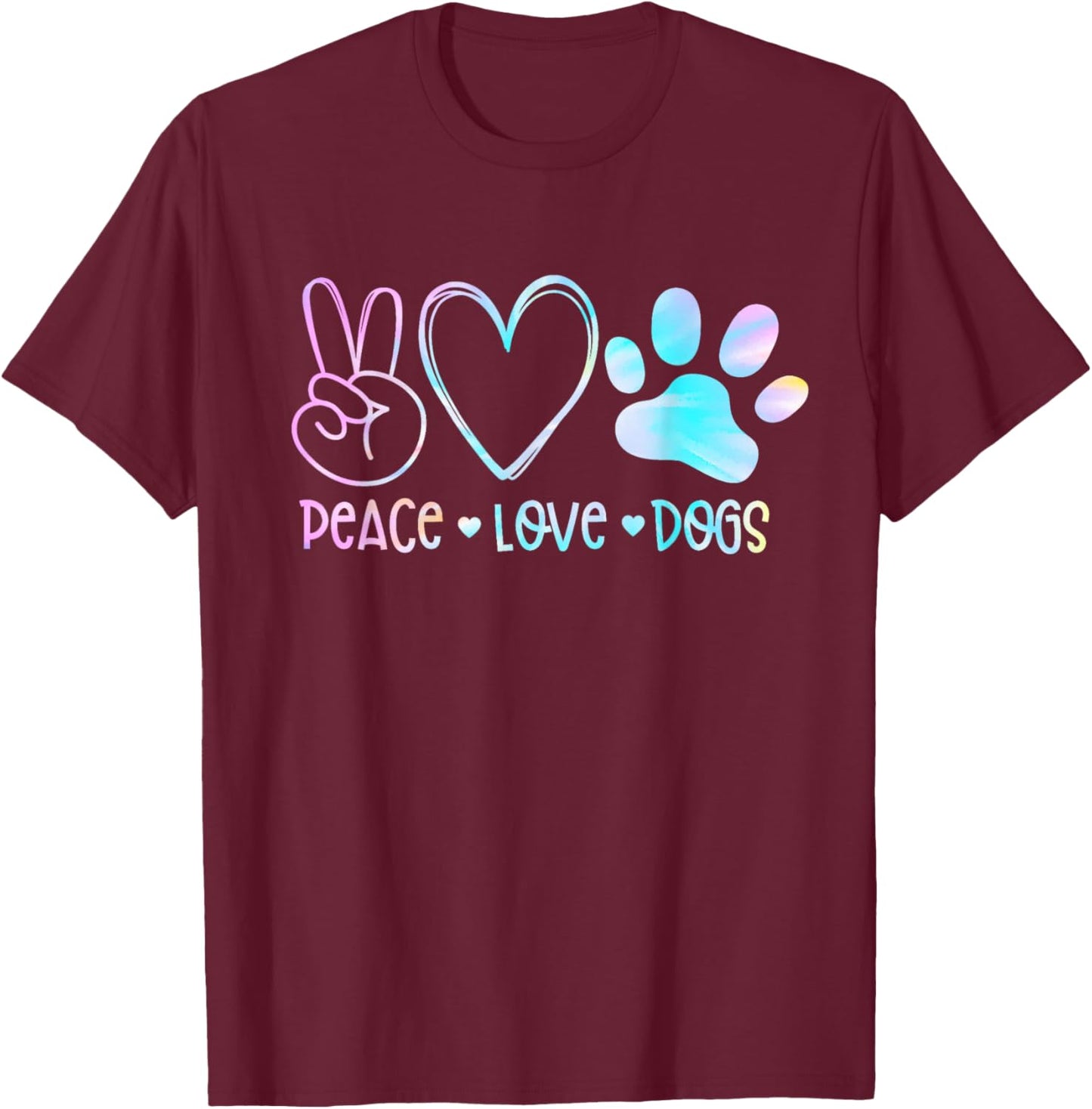 Peace Love Rescue Dog Lover Parent Adopted Tie Dye Pet Owner Women Kids T-Shirt - T-Shirt | Maroon