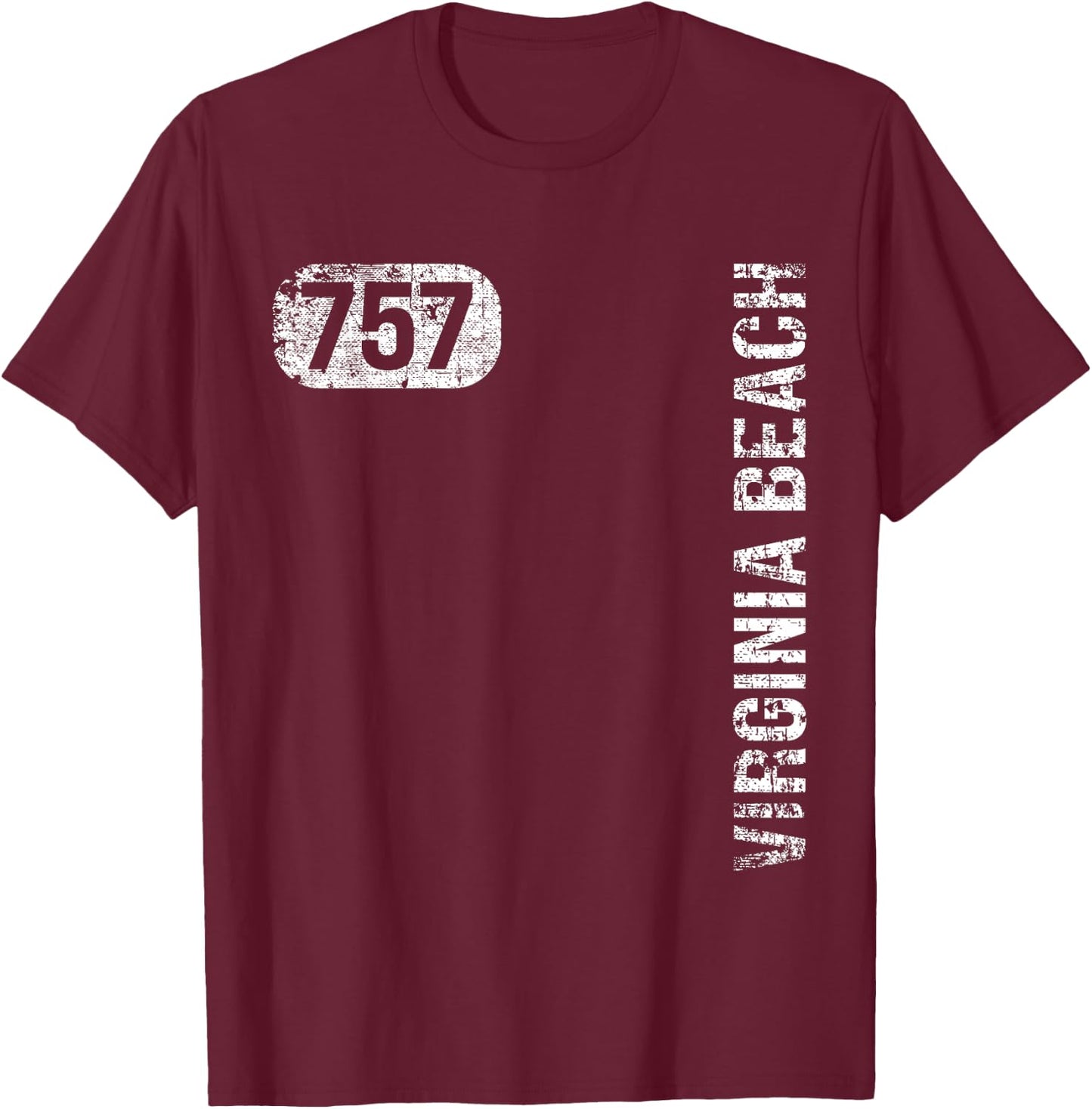 Virginia Beach Virginia 757 Area Code Vintage Retro T-Shirt - T-Shirt | Maroon