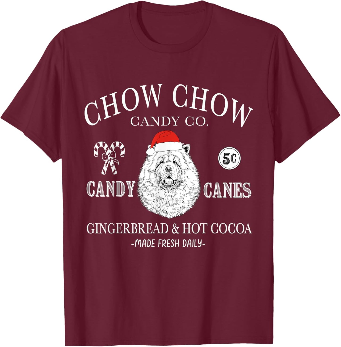 Funny Santa Chow Chow Mom Christmas Vintage Holiday T-Shirt - T-Shirt | Maroon