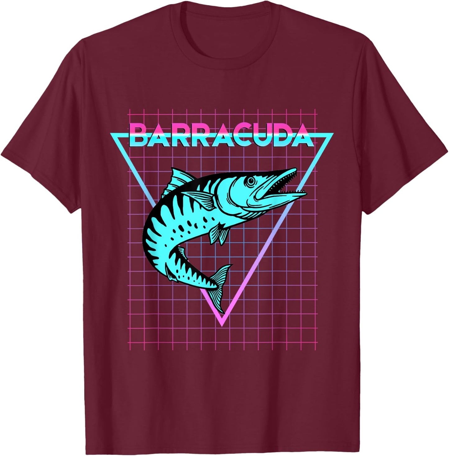 Barracuda Fish Fishing Aesthetic Retro Barracuda T-Shirt - T-Shirt | Maroon
