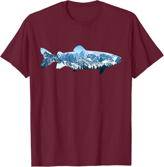 Trout Fly Fishing Outdoor Forest Nature Wildlife Fisherman T-Shirt - T-Shirt | Maroon