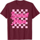 Baseball Mom Black And Pink Grid Sports Mother Mama Player T-Shirt - T-Shirt | Maroon