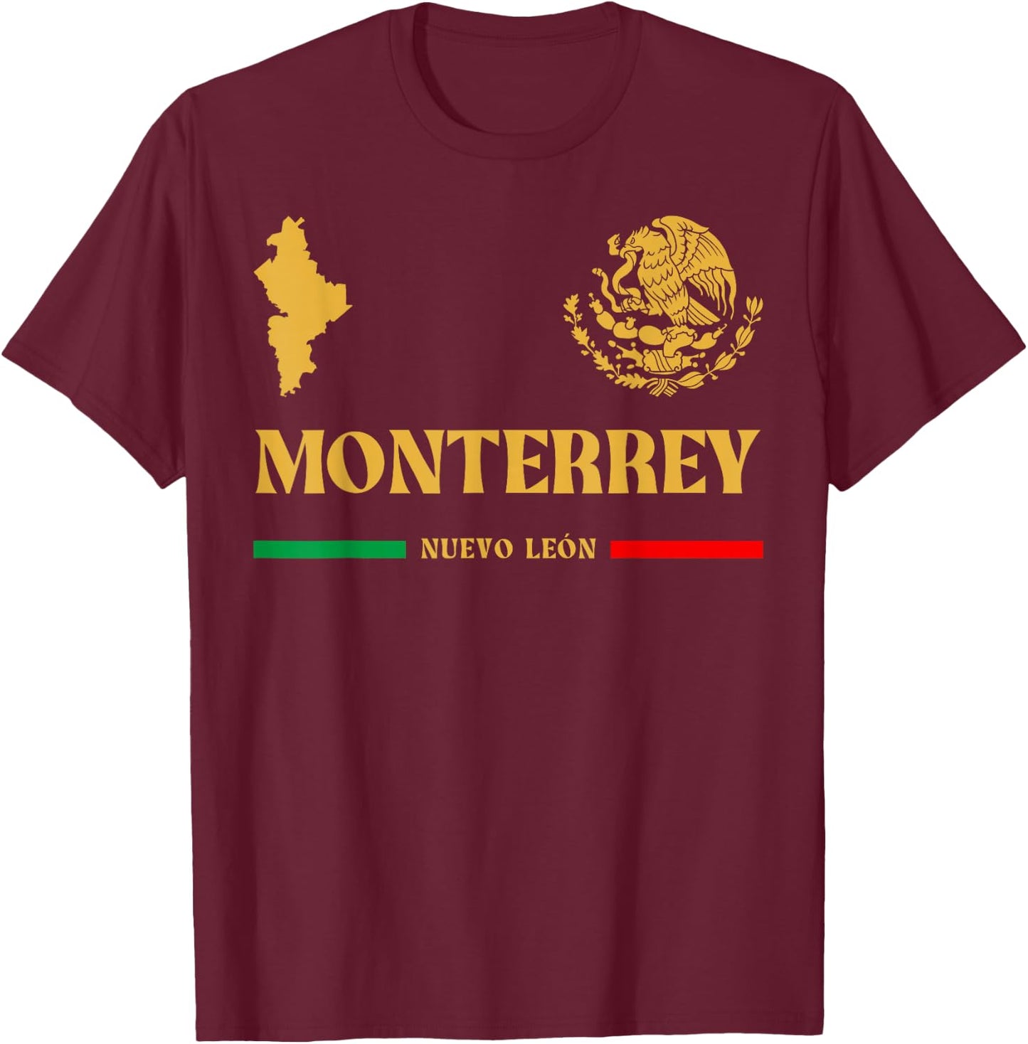 Monterrey Mexico Emblem, Monterrey T-Shirt - T-Shirt | Maroon