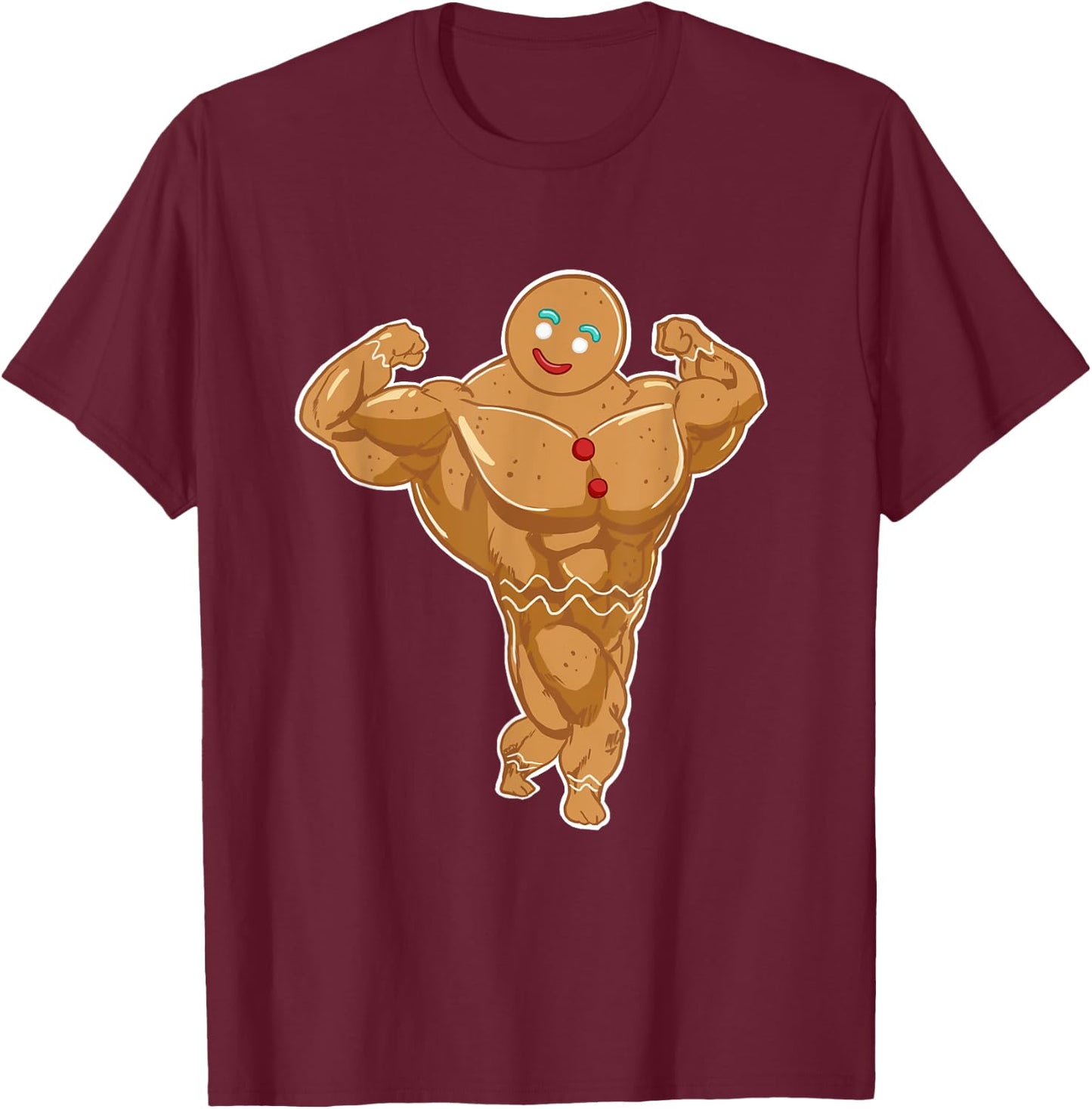 Miftees Christmas Superhero Gingerbread Man T-Shirt - T-Shirt | Maroon