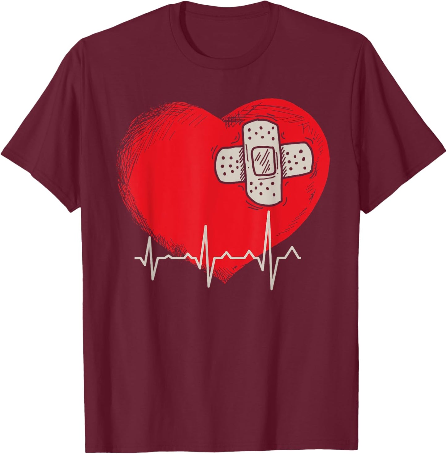Heart Disease Survivor Awareness Month Support T-Shirt - T-Shirt | Maroon