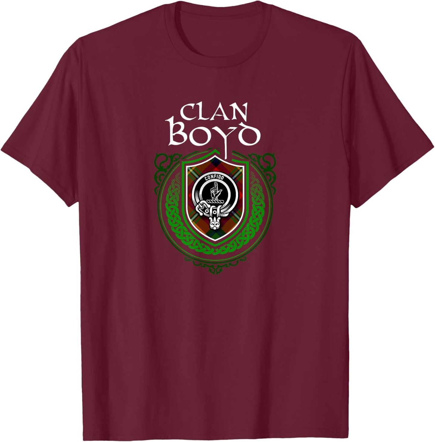 Clan Boyd Surname Scottish Clan Crest Tartan Badge T-Shirt - T-Shirt | Maroon