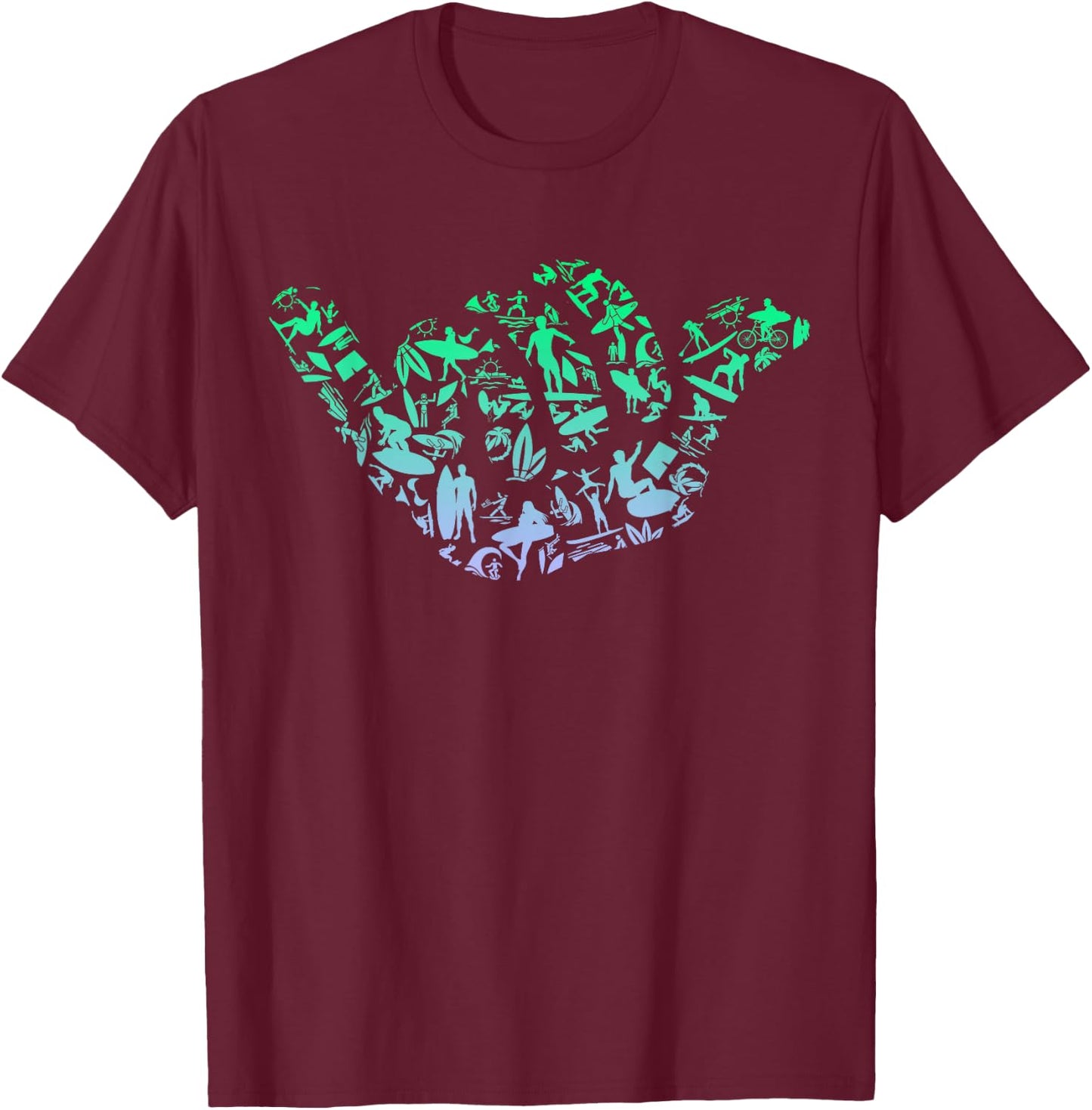 Surf Icons for Surfer | Surf Boys Surfing T-Shirt - T-Shirt | Maroon