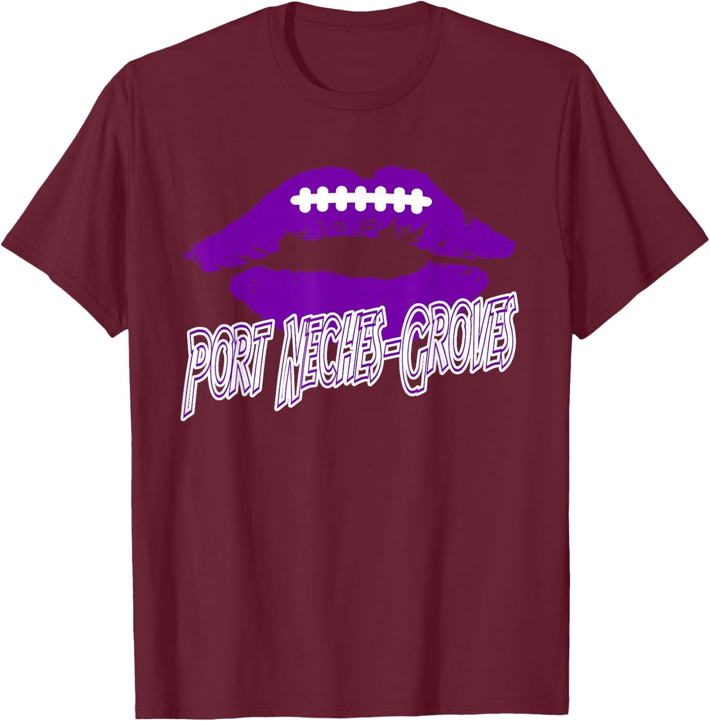 Port Neches-Groves High School Indians Football Lips PNG T-Shirt - T-Shirt | Maroon