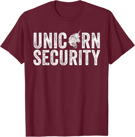 Unicorn Security Halloween Costume Dad Mom Daughter Funny T-Shirt - T-Shirt | Maroon