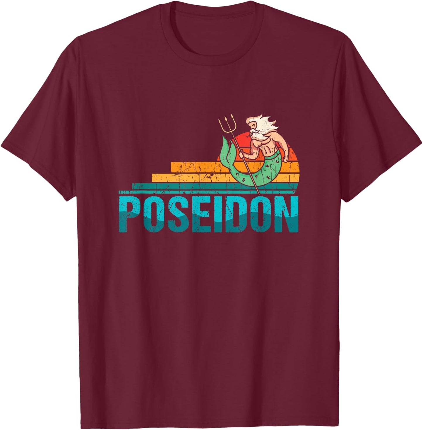 Poseidon - The God of the Sea, Earthquakes & Horses T-Shirt - T-Shirt | Maroon