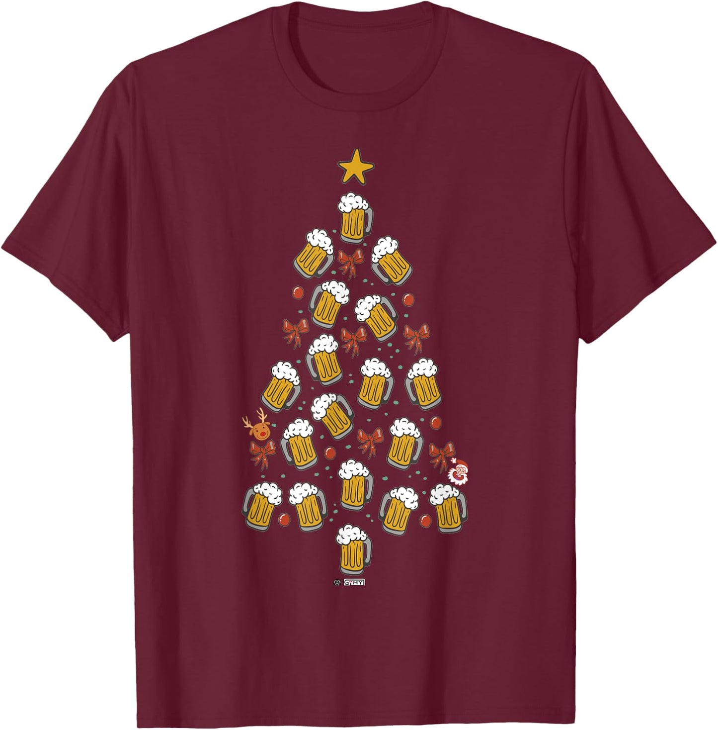 Beer Christmas Tree For Dad, Beer Christmas Men T-Shirt - T-Shirt | Maroon