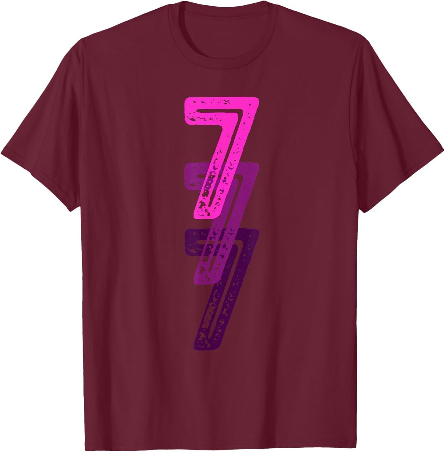 Number 7 Pink Best Classic College Style Birthday Funny T-Shirt - T-Shirt | Maroon