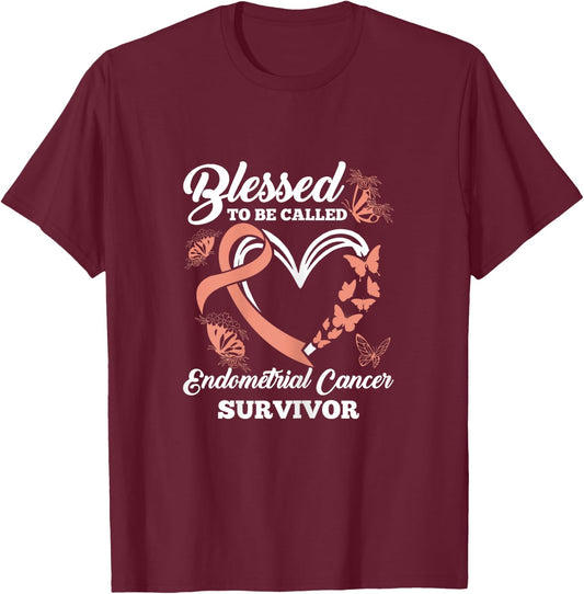 Blessed To Be Called Endometrial Cancer Survivor Awareness T-Shirt - T-Shirt | Maroon