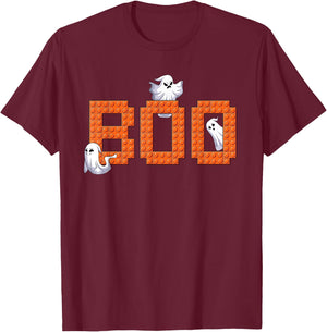 Halloween Master Builder Boo ghost Building Blocks Bricks T-Shirt - T-Shirt | Maroon