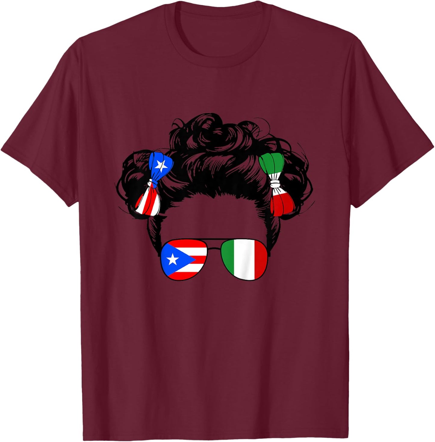 Half Italian And Puerto Rican Rico Italy Flag Girl Baby Kids T-Shirt - T-Shirt | Maroon