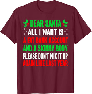 Funny Christmas Shirts Men Adult Dear Santa T-Shirt - T-Shirt | Maroon