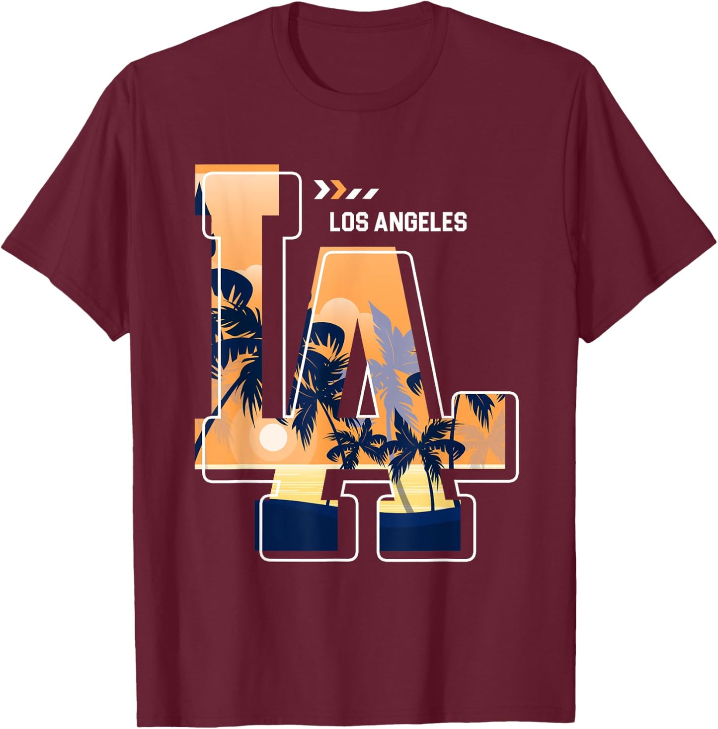 Los Angeles LA California Dogs -Adults and Kids , Black, Short Sleeve, Modern, T Back, Letter Print, , Regular Fit, XS/S, US Size T-Shirt - T-Shirt | Maroon