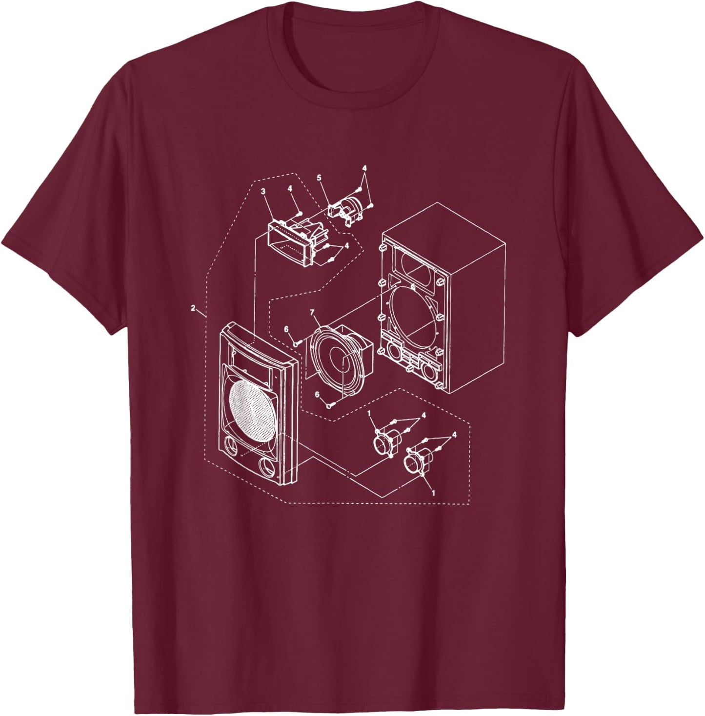 Audio Speaker Diagram for the music lover T-Shirt - T-Shirt | Maroon