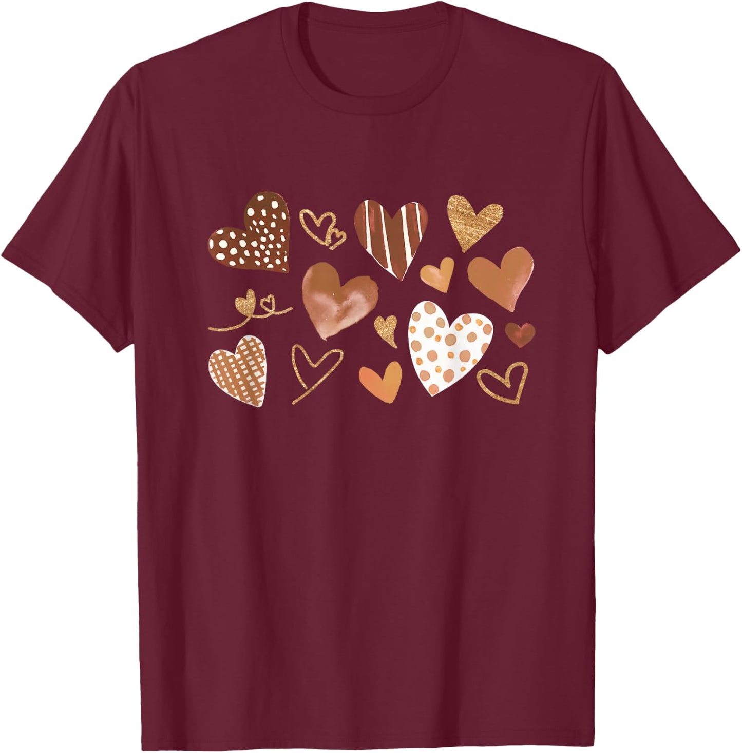 Diversity Heart Skin Tones Black Pride Melanin Kindness T-Shirt - T-Shirt | Maroon