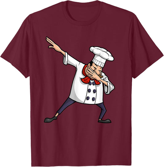 Funny Chef Design Women Cook Hip-hop Dabbing Dance T-Shirt - T-Shirt | Maroon