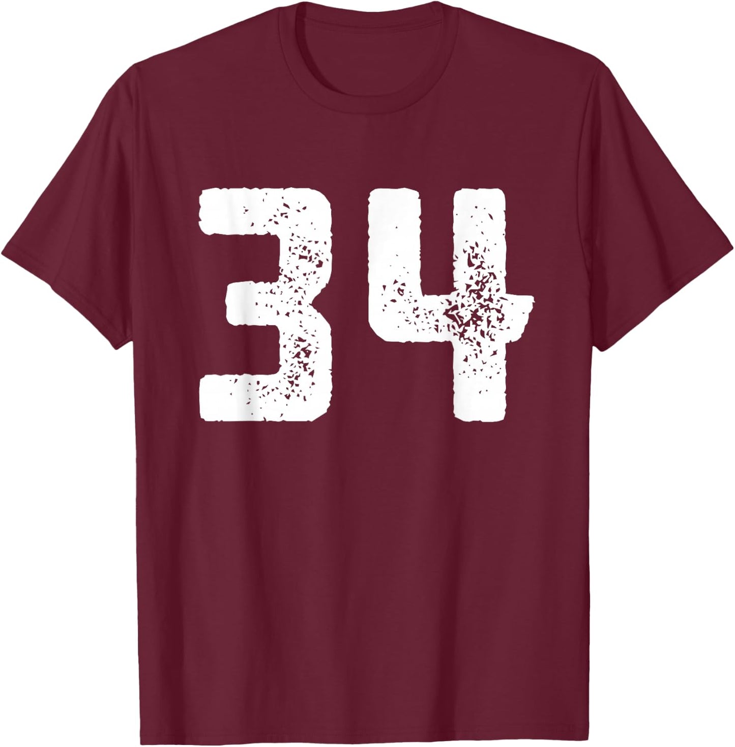 Number 34 Years Anniversary Sports Team Player T-Shirt - T-Shirt | Maroon