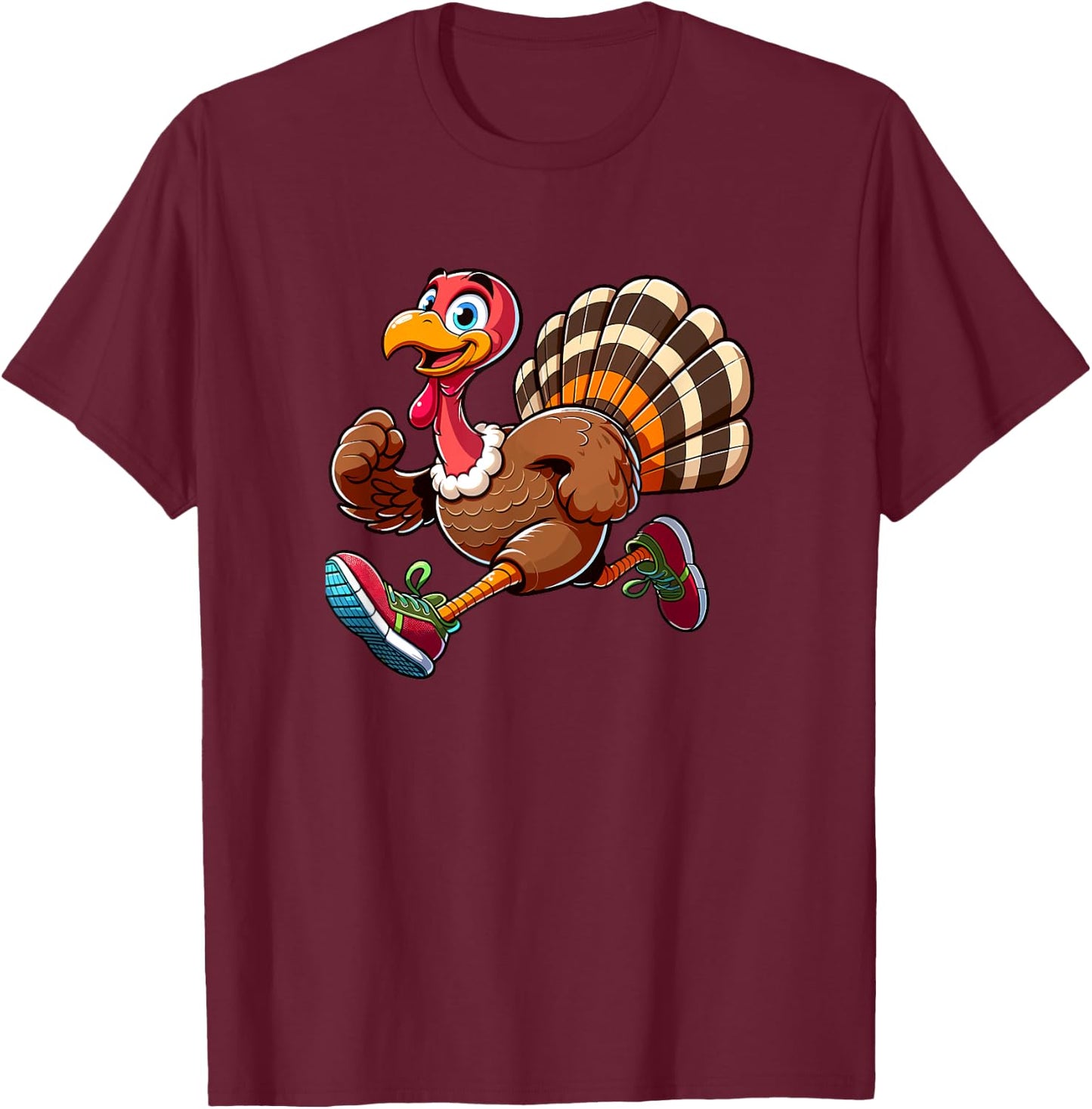 Running Turkey- Turkey Trot Running Thanksgiving T-Shirt - T-Shirt | Maroon