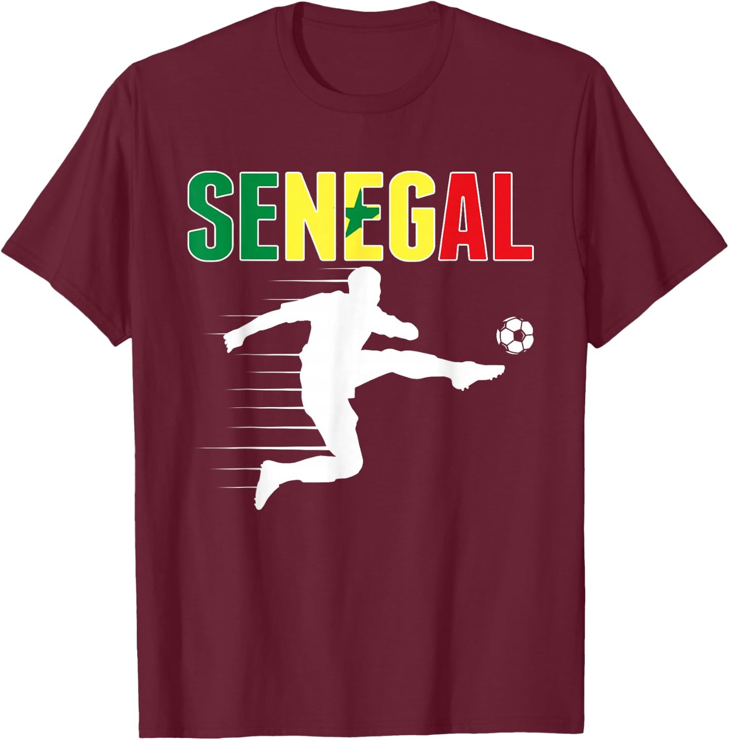 Senegal Soccer Lovers Jersey - Support Senegalese Football T-Shirt - T-Shirt | Maroon