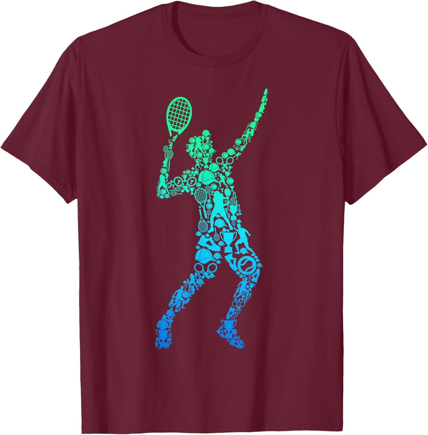 Tennis Player Youth Men Boys Kids T-Shirt - T-Shirt | Maroon