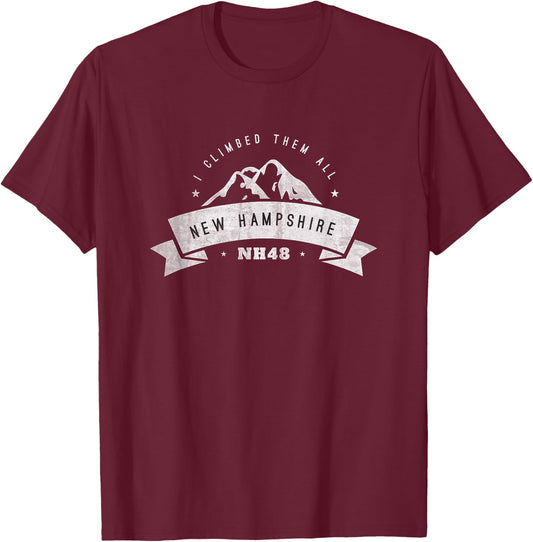 New Hampshire 4,000 Footers NH48 Hiking T-Shirt - T-Shirt | Maroon