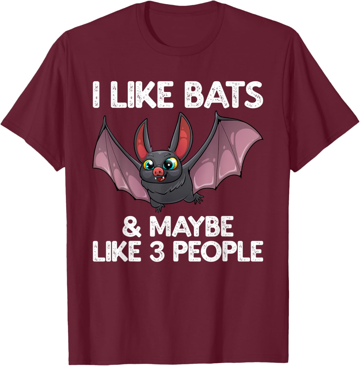 Cute Bat Art Women Nocturnal Bird Creature Bat Lover T-Shirt - T-Shirt | Maroon