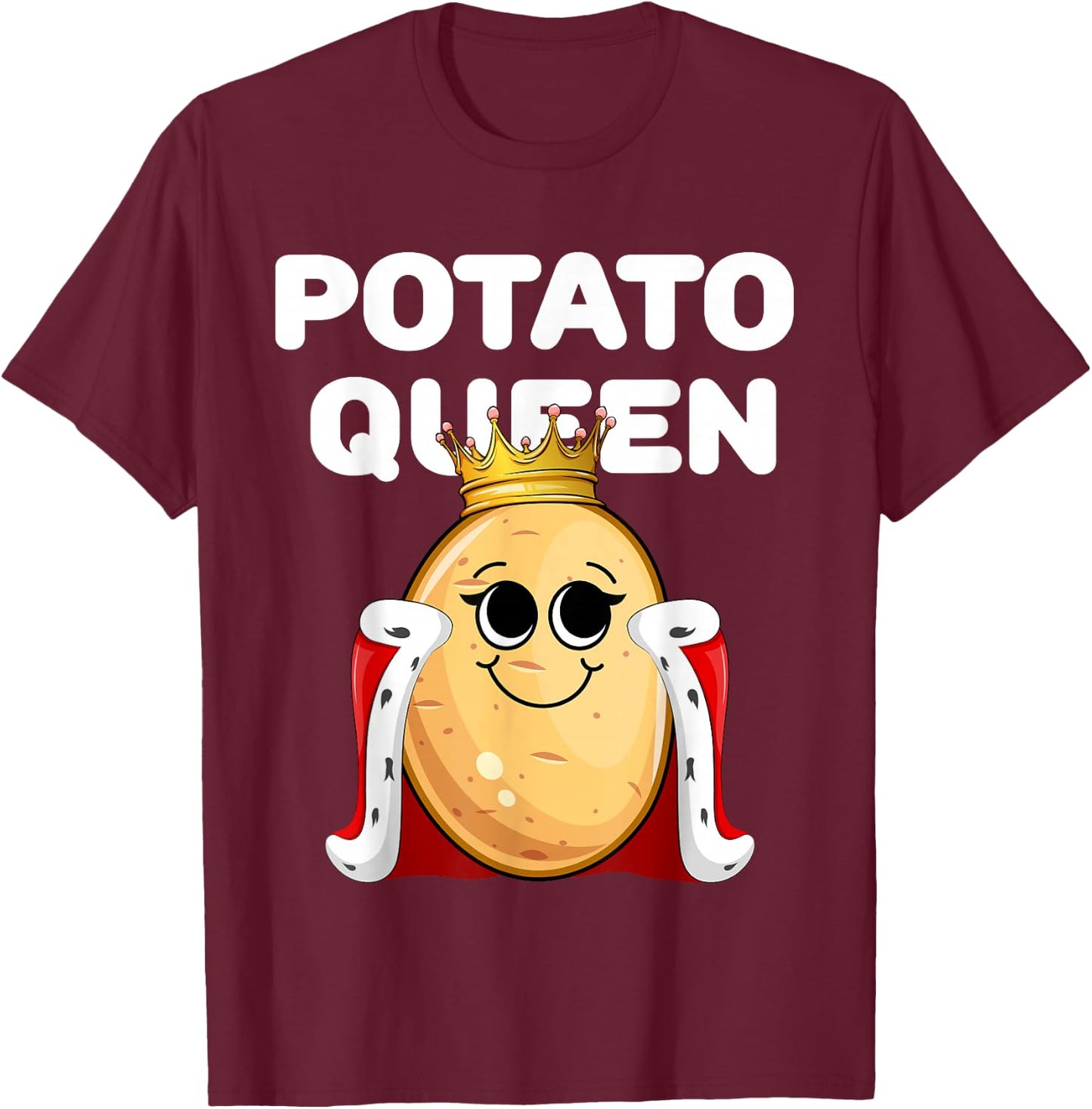 Potato Queen | Potato | Girls Potato T-Shirt - T-Shirt | Maroon