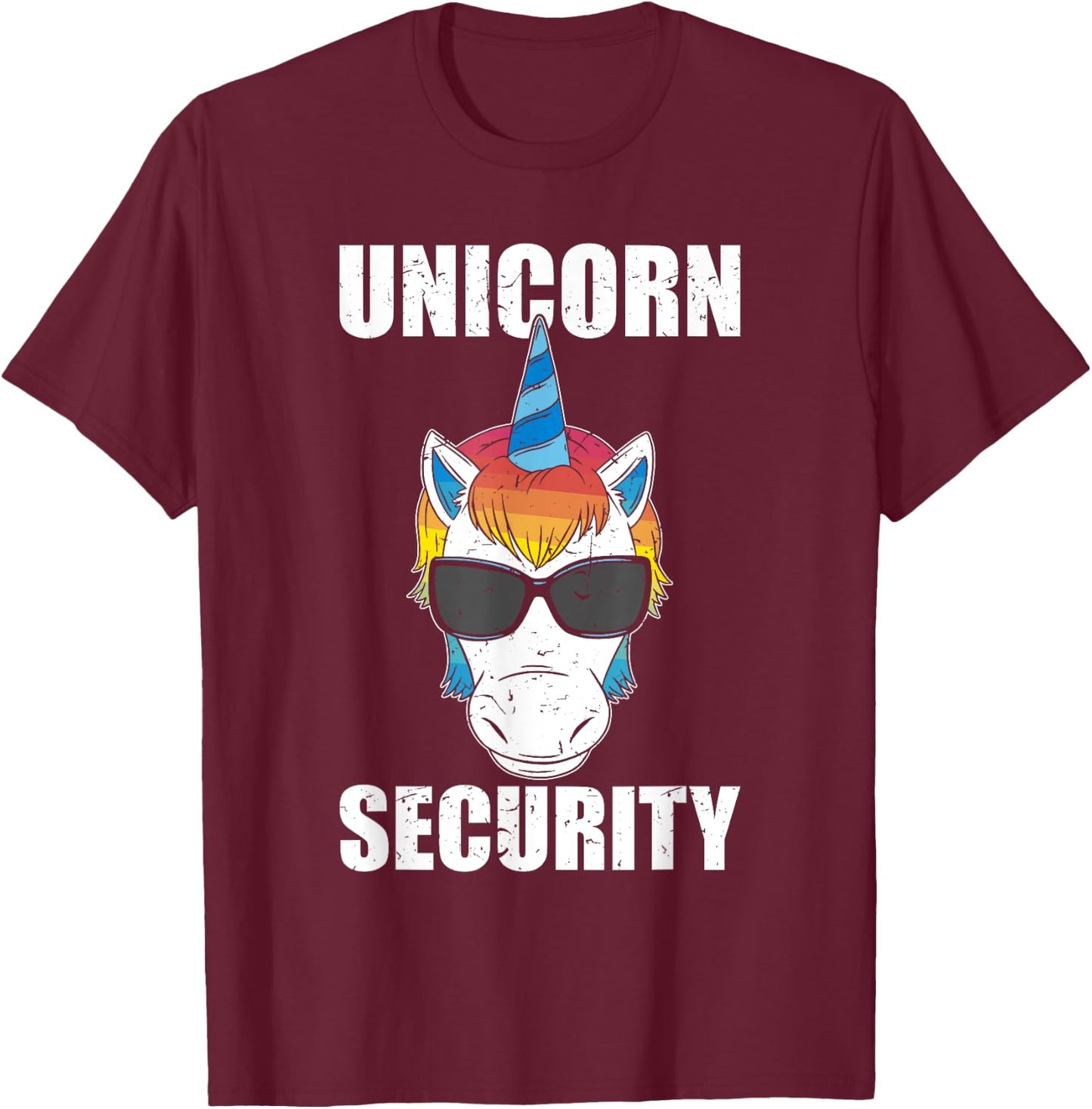 Fathers Day Unicorn Securiry Dadacorn Funny T-Shirt - T-Shirt | Maroon