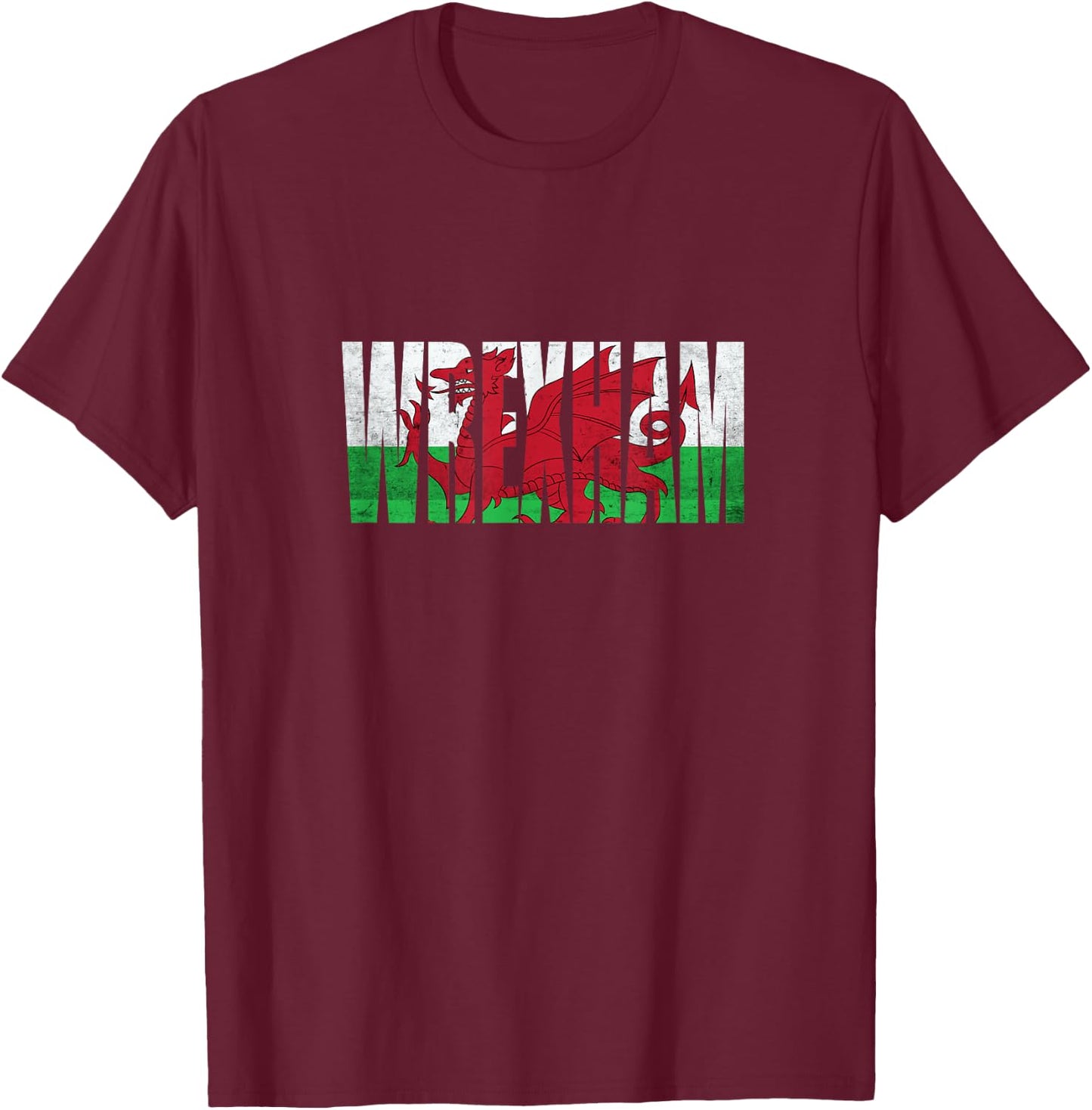 Wrexham Wales Flag Welsh Dragon Gifts Apparel Merch Souvenir T-Shirt - T-Shirt | Maroon