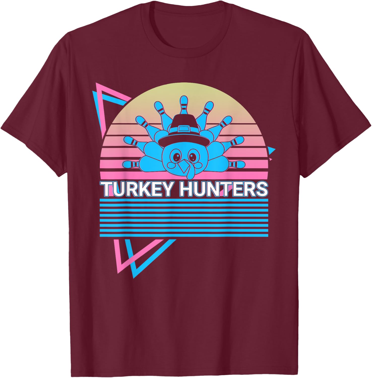 Funny Bowling Bowler Retro Turkey Hunters T-Shirt - T-Shirt | Maroon