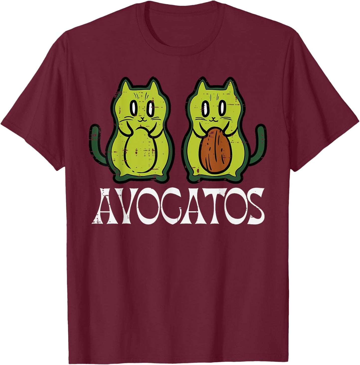 Avocatos Cat Avocados Cute Vegan Mexican Women Girls Kids T-Shirt - T-Shirt | Maroon