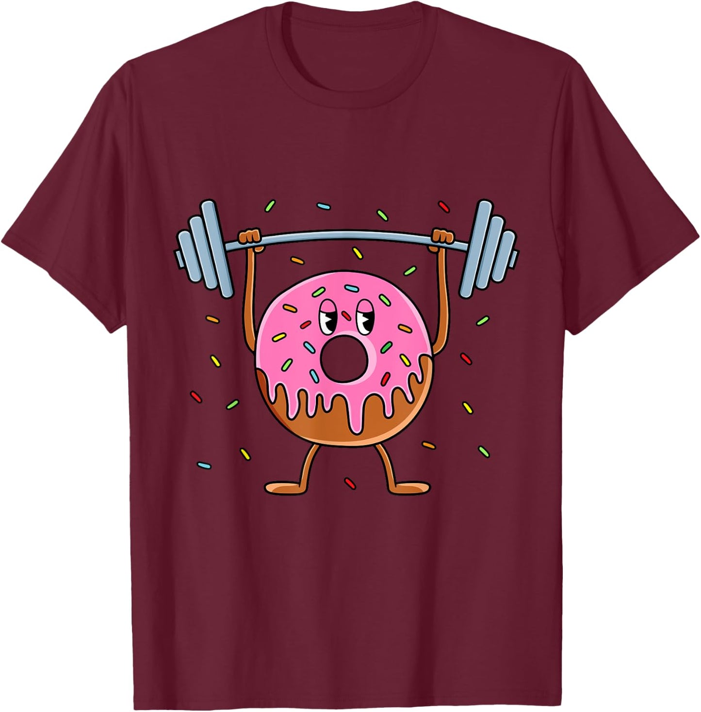 Funny Weightlifting Workout Men Women Gym Donut Lover T-Shirt - T-Shirt | Maroon
