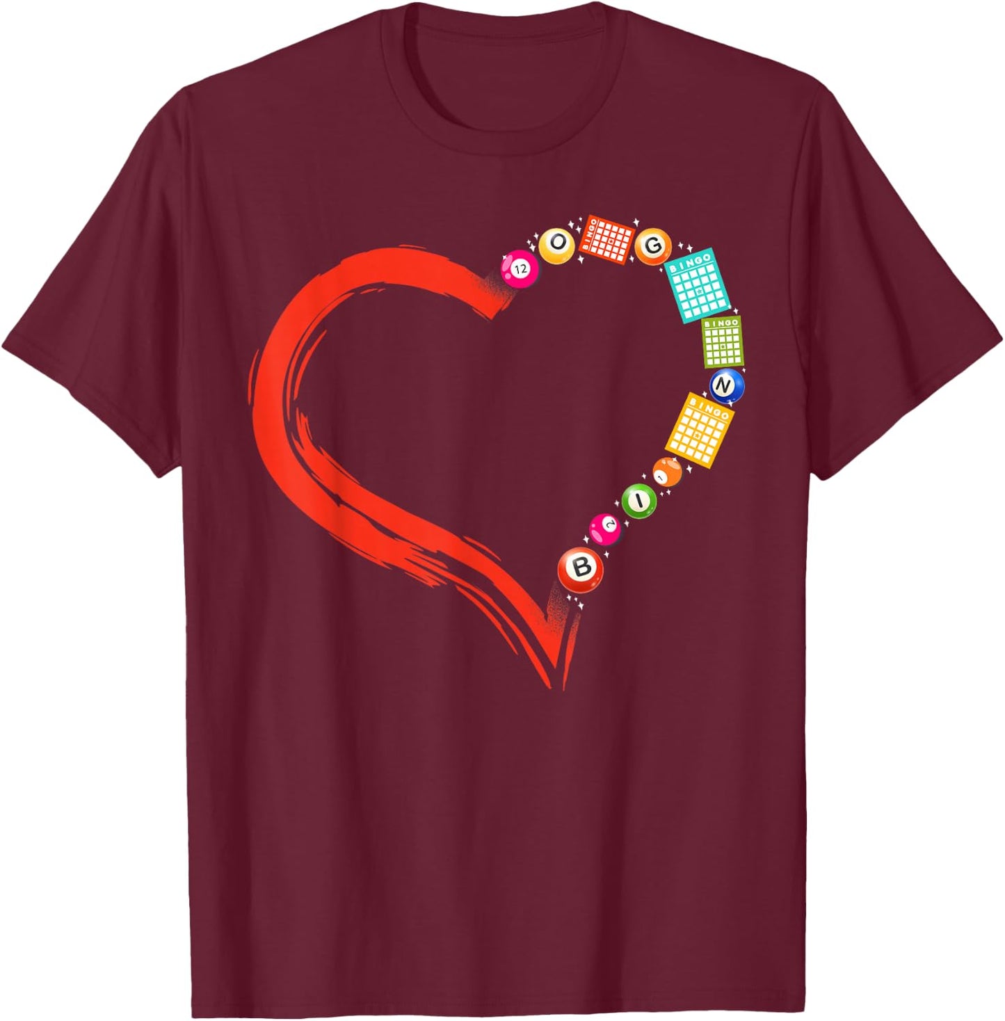 Bingo Player Heart T-Shirt - T-Shirt | Maroon