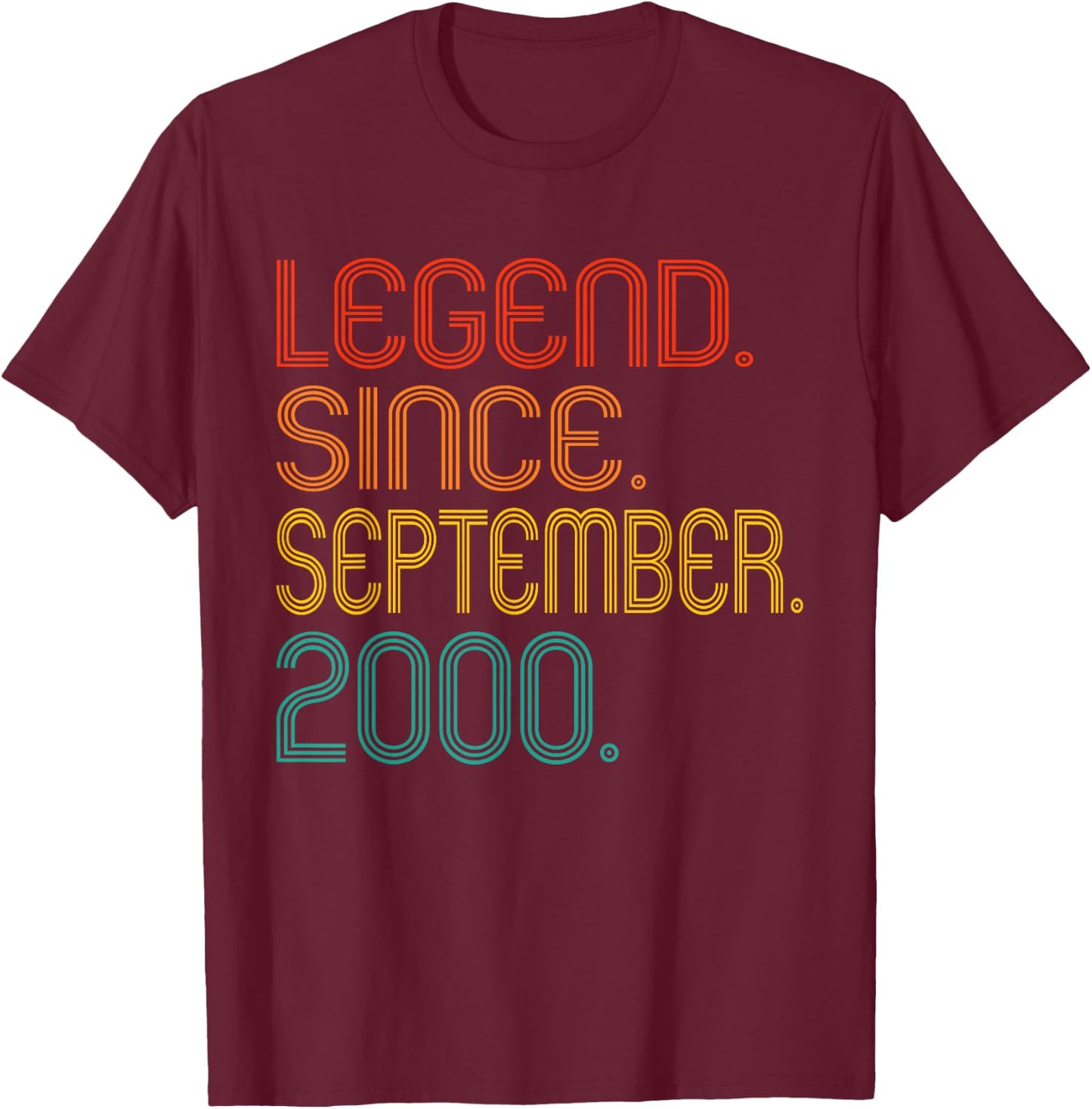 Legend Since September 2000 Men Women Vintage 2000 Birthday T-Shirt - T-Shirt | Maroon