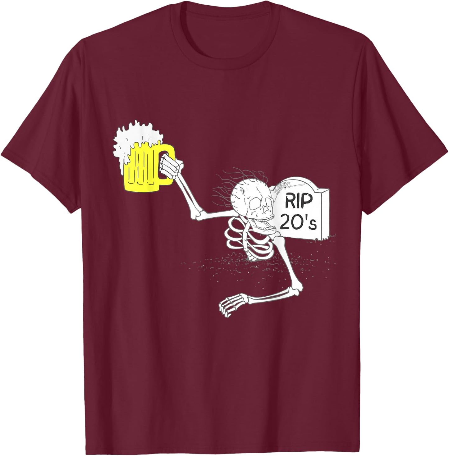 Funny 30th Birthday | R.I.P. 20's Tombstone T-Shirt - T-Shirt | Maroon