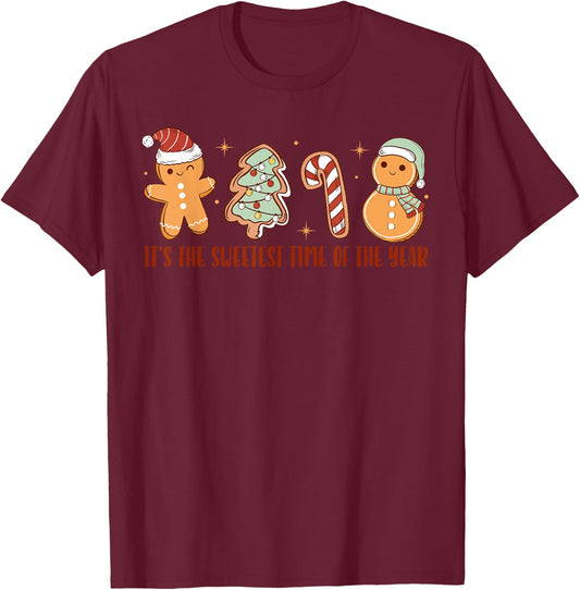 Funny It's The Sweetest Time Of The Year Santa Gingerbread T-Shirt - T-Shirt | Maroon
