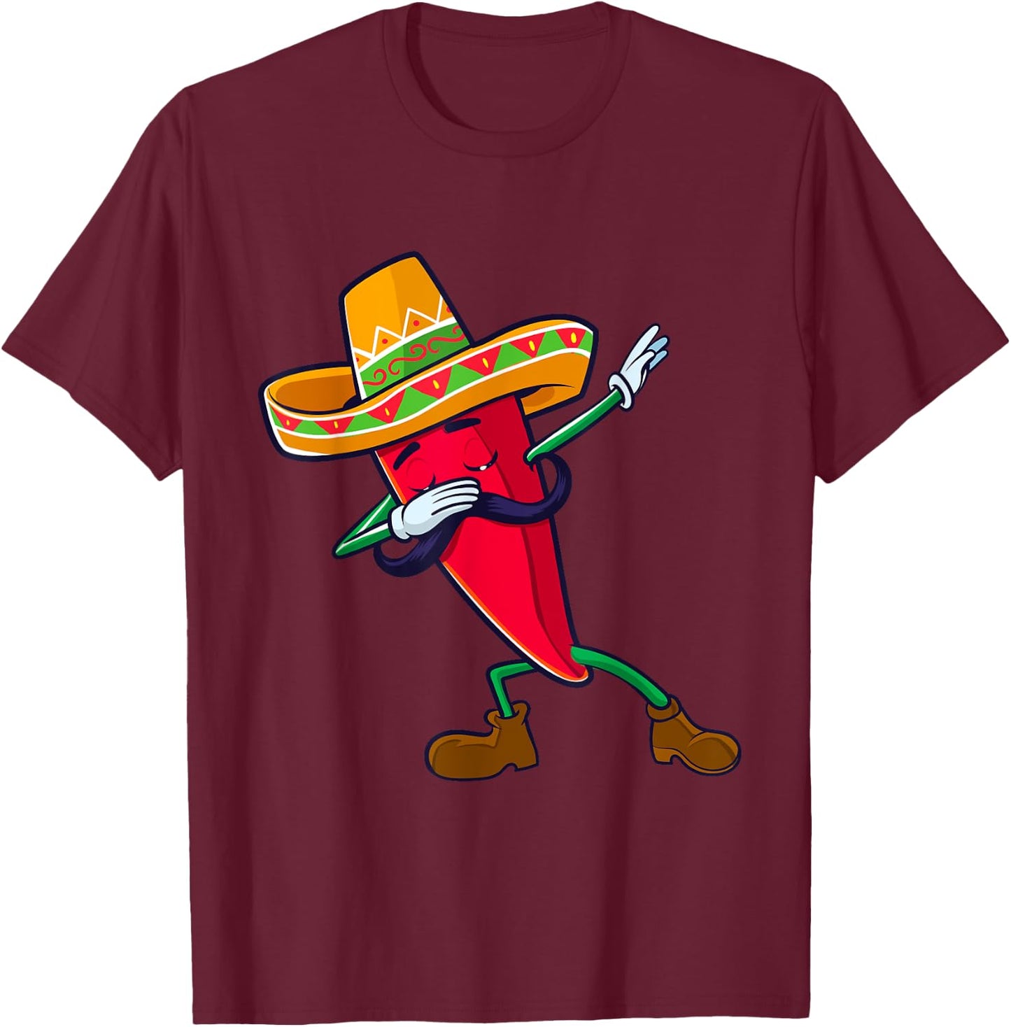 Funny Dabbing Chili Mexican Pepper Dab T-Shirt - T-Shirt | Maroon