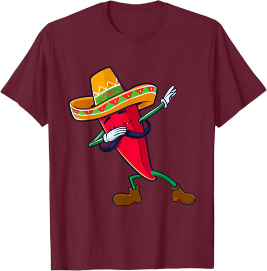 Funny Dabbing Chili Mexican Pepper Dab T-Shirt - T-Shirt | Maroon