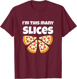 Cute Pizza 4th Birthday I'm This Many Slices 4-Year-Old T-Shirt - T-Shirt | Maroon