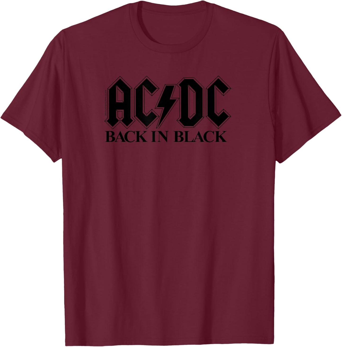 Official AC/DC Back In Black Logo Rock Band Music Vintage T-Shirt - T-Shirt | Maroon